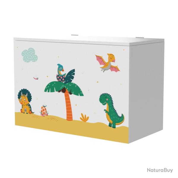 Coffre de rangement pour enfant 40 x 60 x 30 cm blanc / vert / jaune 03_0006812