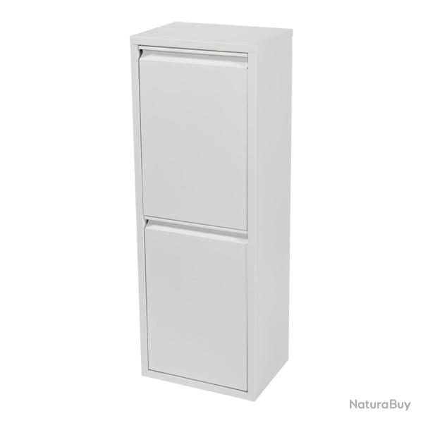 Poubelle de recyclage murale � 2 bacs amovibles 93 x 33 x 25 cm blanc 03_0008198