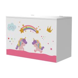 Coffre de rangement pour enfant 40 x 60 x 30 cm blanc / violet / rose 03_0006813