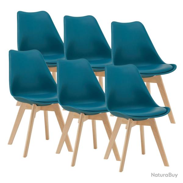 Lot de 6 chaises de salle � manger similicuir h�tre turquoise 03_0006784