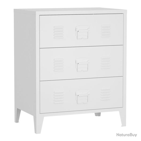 Commode styl�e meuble de rangement pratique m�tallique acier 72 x 60 x 40 cm blanc 03_0006836