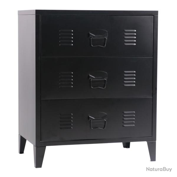 Commode styl�e meuble de rangement pratique m�tallique acier 72 x 60 x 40 cm noir 03_0006837