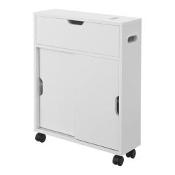 Meuble de rangement pour salle de bain 67 x 52 x 17 cm &agrave; portes coulissantes blanc 03_0006851