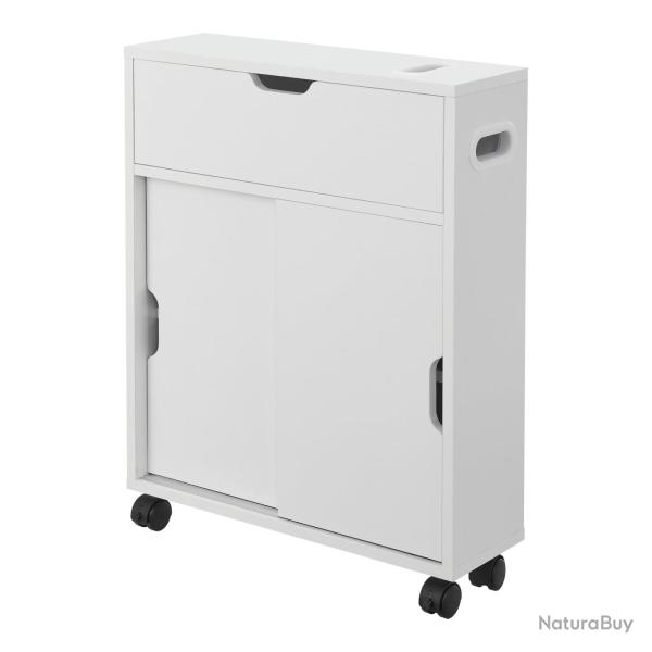 Meuble de rangement pour salle de bain 67 x 52 x 17 cm � portes coulissantes blanc 03_0006851