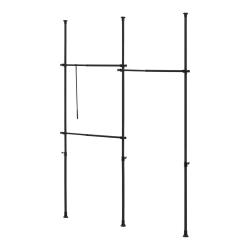 Penderie t&eacute;lescopique acier laqu&eacute; 150 - 230 cm 3 barres de penderie noir 03_0008156