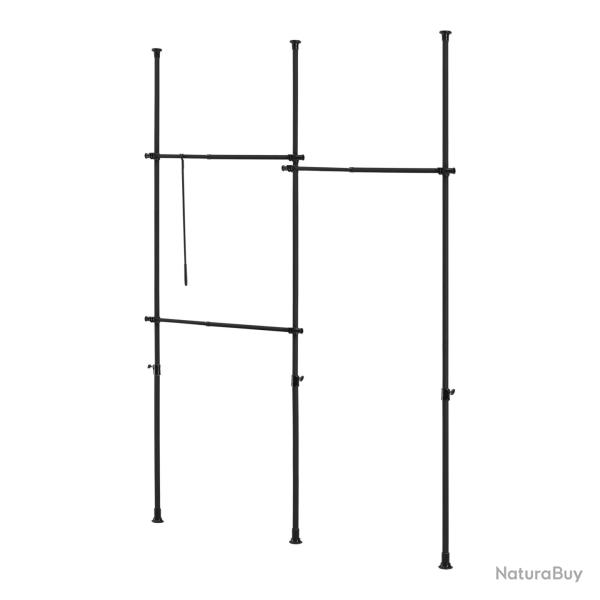Penderie t�lescopique acier laqu� 150 - 230 cm 3 barres de penderie noir 03_0008156