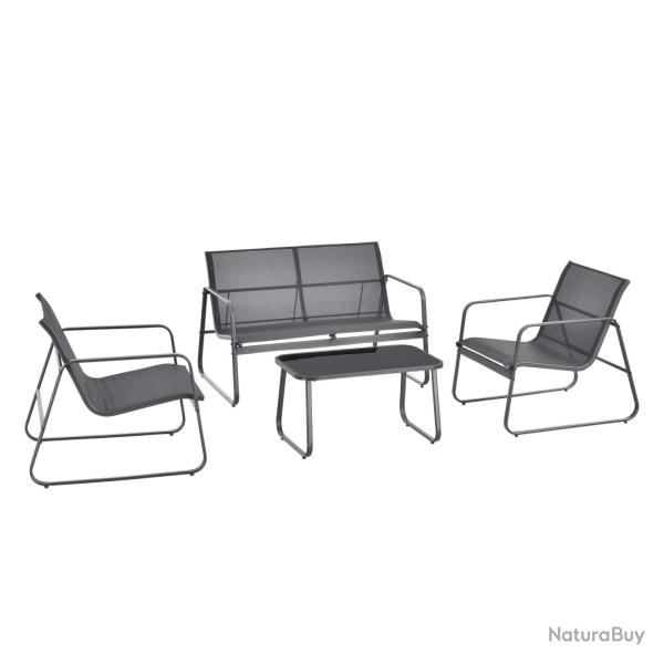Salon de jardin de 4 meubles acier PVC noir gris fonc� 03_0008241