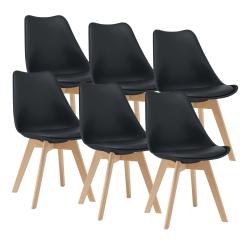 Lot de 6 chaises de salle &agrave; manger similicuir h&ecirc;tre noir 03_0006782