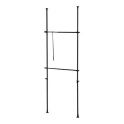 Penderie garde-robe t&eacute;lescopique rangements 75 -115 cm acier laqu&eacute; noir 03_0008159
