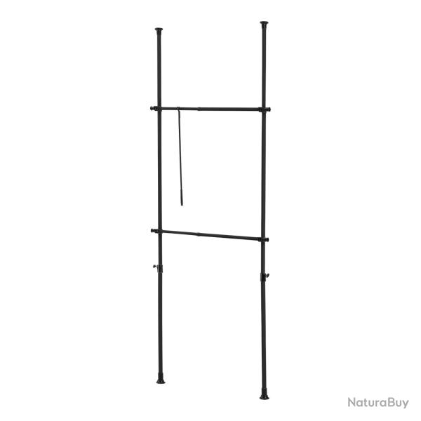 Penderie garde-robe t�lescopique rangements 75 -115 cm acier laqu� noir 03_0008159