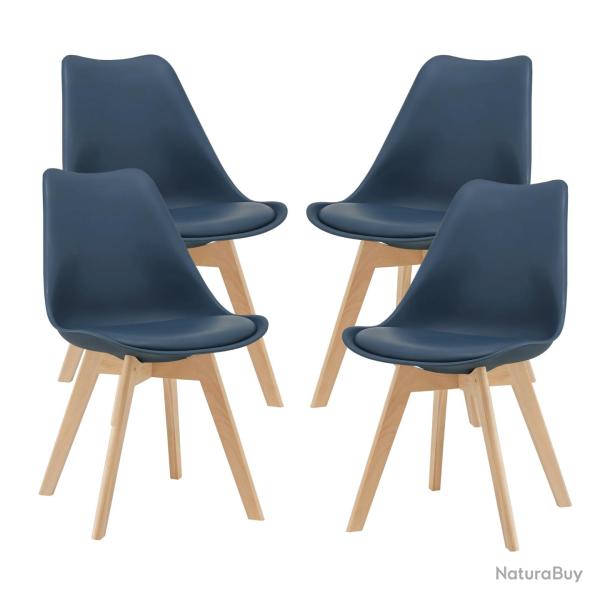 Lot de 4 chaises de salle � manger similicuir h�tre bleu 03_0006762