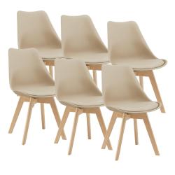 Lot de 6 chaises de salle &agrave; manger similicuir h&ecirc;tre beige 03_0006777