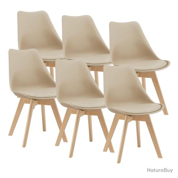 Lot de 6 chaises de salle � manger similicuir h�tre beige 03_0006777