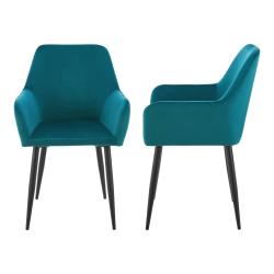 Lot de 2 chaises de salle &agrave; manger 86 x 57 x 56 cm bleu turquoise 03_0006727