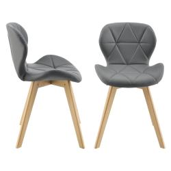 Lot de 2 chaises de salle &agrave; manger similicuir 81 x 57 x 49 cm gris 03_0006758