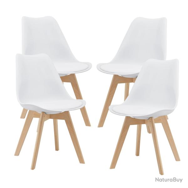Lot de 4 chaises de salle � manger similicuir h�tre blanc 03_0006761