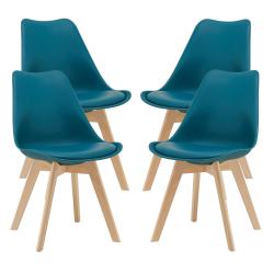 Lot de 4 chaises de salle &agrave; manger similicuir h&ecirc;tre turquoise 03_0006767
