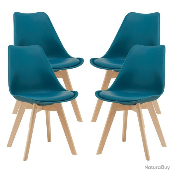 Lot de 4 chaises de salle � manger similicuir h�tre turquoise 03_0006767