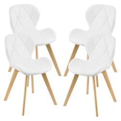 Lot de 4 chaises salle &agrave; manger similicuir 81 x 57 x 49 cm blanc 03_0006773