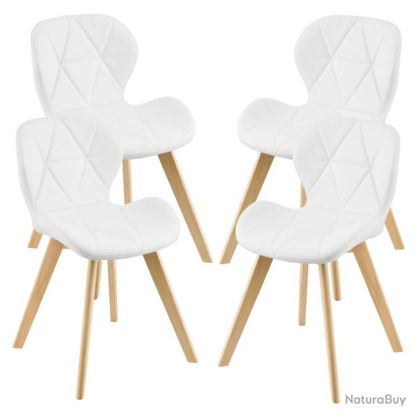 Lot de 4 chaises salle � manger similicuir 81 x 57 x 49 cm blanc 03_0006773