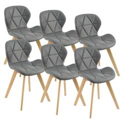 Lot de 6 chaises salle &agrave; manger similicuir 81 x 57 x 49 cm gris 03_0006792
