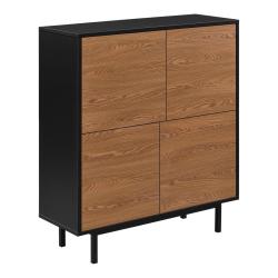 Commode styl&eacute;e meuble de rangement pratique gnosj&ouml; &agrave; 4 portes 93 x 80 x 30 cm noir effet bois fonc&eacute;