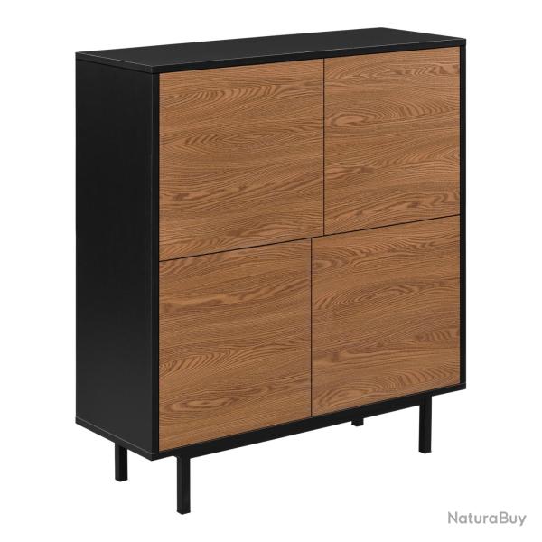 Commode styl�e meuble de rangement pratique gnosj� � 4 portes 93 x 80 x 30 cm noir effet bois fonc�