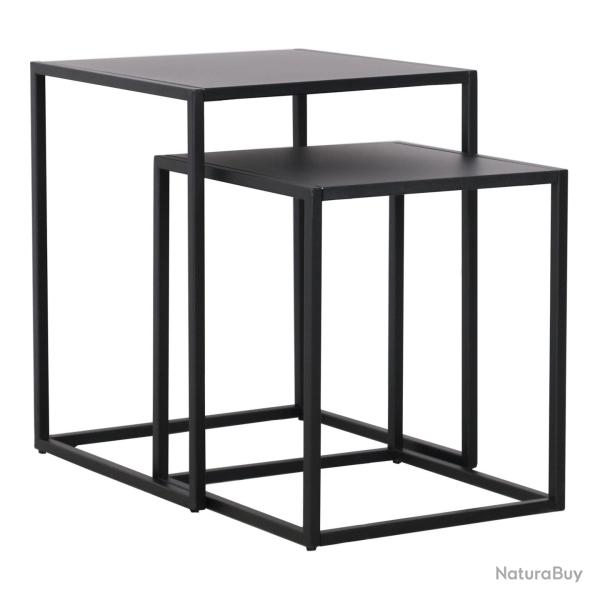 Set de 2 tables gigognes pour salon acier noir mat 03_0008375