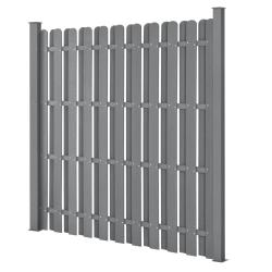 Kit de 3 cl&ocirc;tures barri&egrave;re brise vue brise vent bois composite (WPC) gris 185 x 562 cm 03_0006606