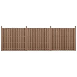kit de 3 cl&ocirc;tures barri&egrave;re brise vue brise vent bois composite (WPC) brun 185 x 562 cm 03_0006605