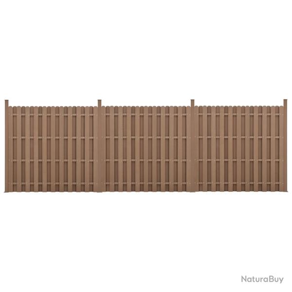 kit de 3 cl�tures barri�re brise vue brise vent bois composite (WPC) brun 185 x 562 cm 03_0006605