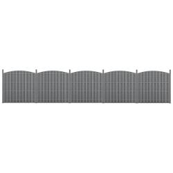 5 pi&egrave;ces de cl&ocirc;ture barri&egrave;re brise vue brise vent bois composite WPC demi-cercle arrondi 185 x 932