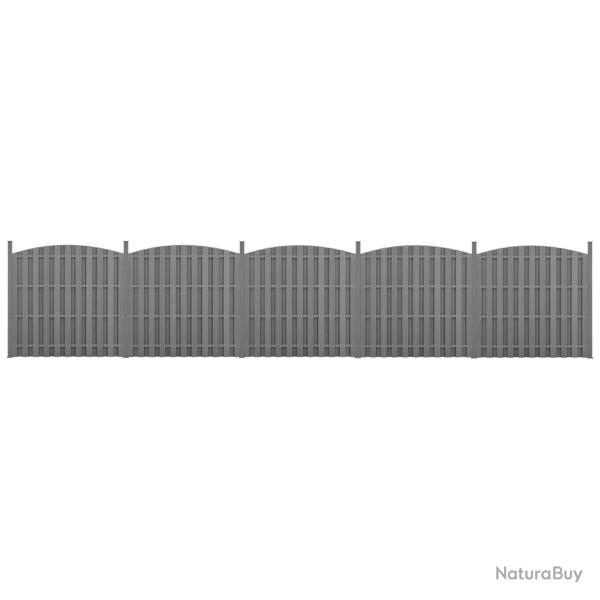 5 pi�ces de cl�ture barri�re brise vue brise vent bois composite WPC demi-cercle arrondi 185 x 932