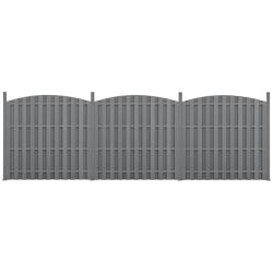 3 pi&egrave;ces de cl&ocirc;ture barri&egrave;re brise vue brise vent bois composite WPC demi-cercle arrondi 185 x 562