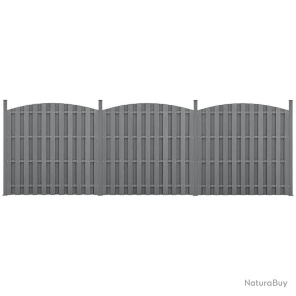3 pi�ces de cl�ture barri�re brise vue brise vent bois composite WPC demi-cercle arrondi 185 x 562