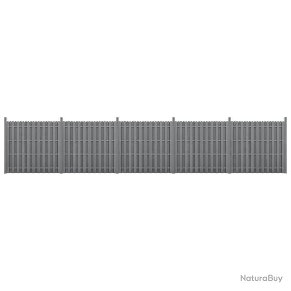kit de 5 cl�tures barri�re brise vue brise vent bois composite (WPC) gris 185 x 932 cm 03_0006591