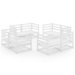 Salon de jardin meuble d'ext&eacute;rieur ensemble de mobilier 8 pi&egrave;ces blanc bois de pin massif 02_0017788