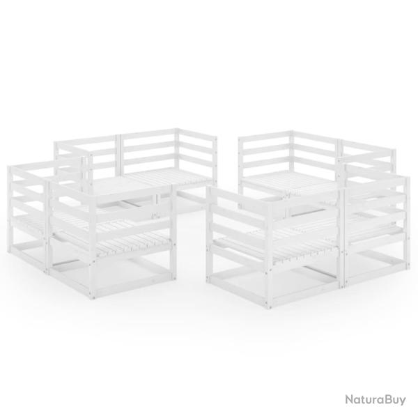 Salon de jardin meuble d'ext�rieur ensemble de mobilier 8 pi�ces blanc bois de pin massif 02_0017788