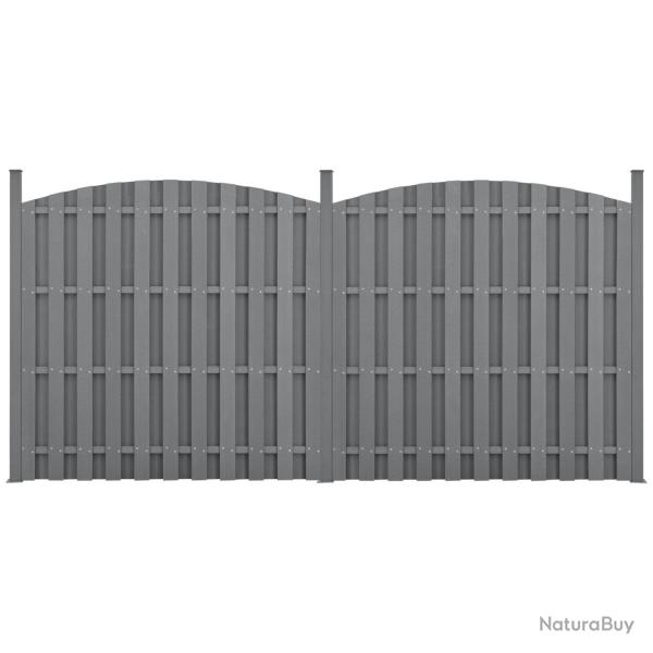 2 pi�ces de cl�ture barri�re brise vue brise vent bois composite WPC demi-cercle arrondi 185 x 376