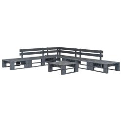 Salon de jardin meuble d'ext&eacute;rieur ensemble de mobilier palette 6 pi&egrave;ces bois gris 02_0018466