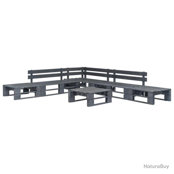Salon de jardin meuble d'ext�rieur ensemble de mobilier palette 6 pi�ces bois gris 02_0018466