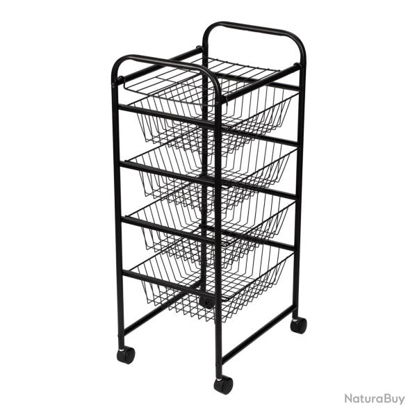 Chariot de cuisine roulant 87 x 41 x 31,5 cm avec 4 paniers noir 03_0006794