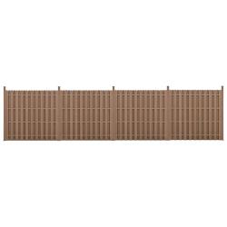 kit de 4 cl&ocirc;tures barri&egrave;re brise vue brise vent bois composite (WPC) brun 185 x 747 cm 03_0006588