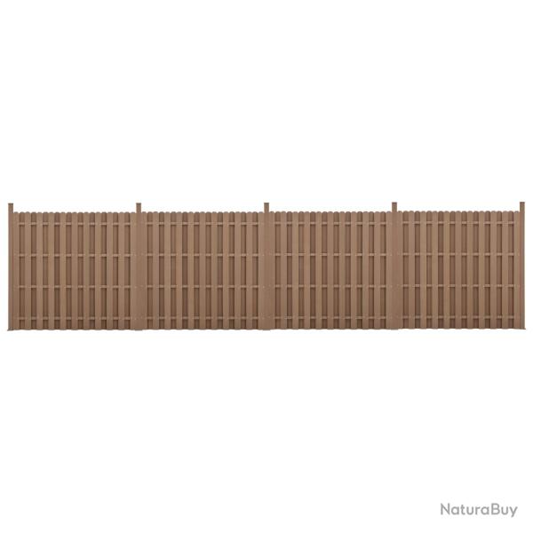 kit de 4 cl�tures barri�re brise vue brise vent bois composite (WPC) brun 185 x 747 cm 03_0006588