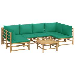 Salon de jardin meuble d'ext&eacute;rieur ensemble de mobilier 7 pi&egrave;ces avec coussins vert bambou 02_00173