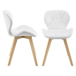 Lot de 2 chaises de salle &agrave; manger similicuir 81 x 57 x 49 cm blanc 03_0006756