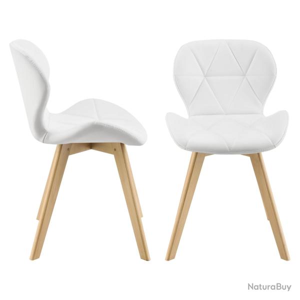 Lot de 2 chaises de salle � manger similicuir 81 x 57 x 49 cm blanc 03_0006756