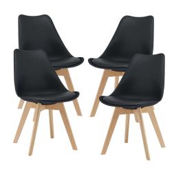 Lot de 4 chaises de salle &agrave; manger similicuir h&ecirc;tre noir 03_0006765