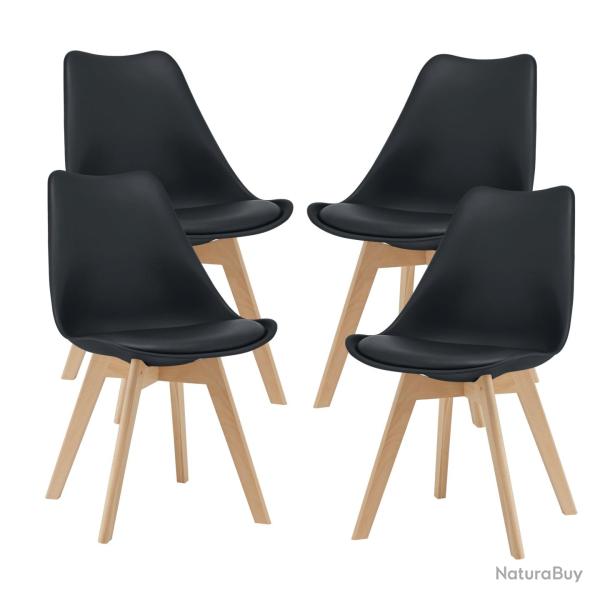 Lot de 4 chaises de salle � manger similicuir h�tre noir 03_0006765