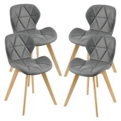 Lot de 4 chaises salle &agrave; manger similicuir 81 x 57 x 49 cm gris 03_0006775